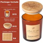 6oz Amber Candle Jars With Bamboo Wooden Lids And Sticky Labels Empty Glass For