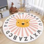 Animal Cartoon Wool Spinning Childrens Playroom Rug Round