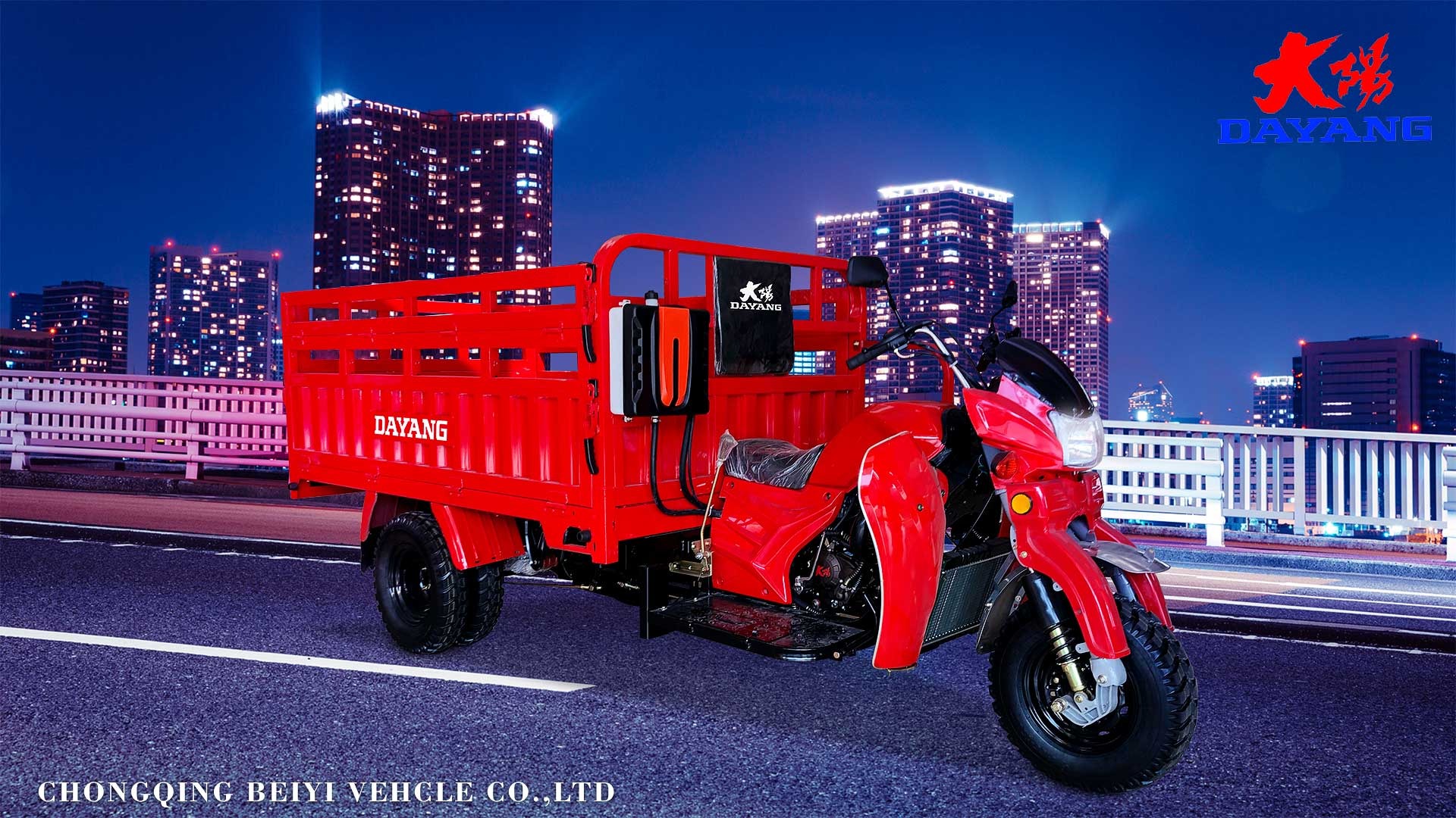 800W DAYANG Heavy Loading Truck Tricycle Three Wheel Cargo Motorized 201 250cc CCC ISO9000 Hydraulic Water Cooled 5.0-12