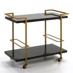 Marble Top Drinks Trolley Black Trolley Rattan Bar Cart