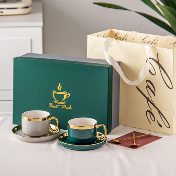 Business Gifts Occasion Porcelain Gold Rim Cup And Saucer Set For Mom On Mother