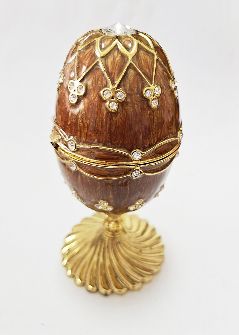 Luxury Faberge Easter Egg Elegant Enamel jewlery box Crytsal Easter Faberge Egg Trinket Box Woman Earrings Egg Case