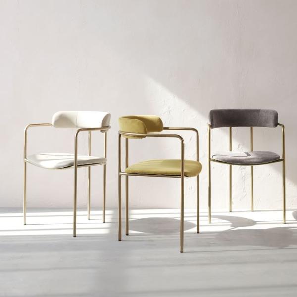 Buy cheap Slim Lenox Velvet Fiberglass Dining Chair Blackened Brass Steel Frame from wholesalers