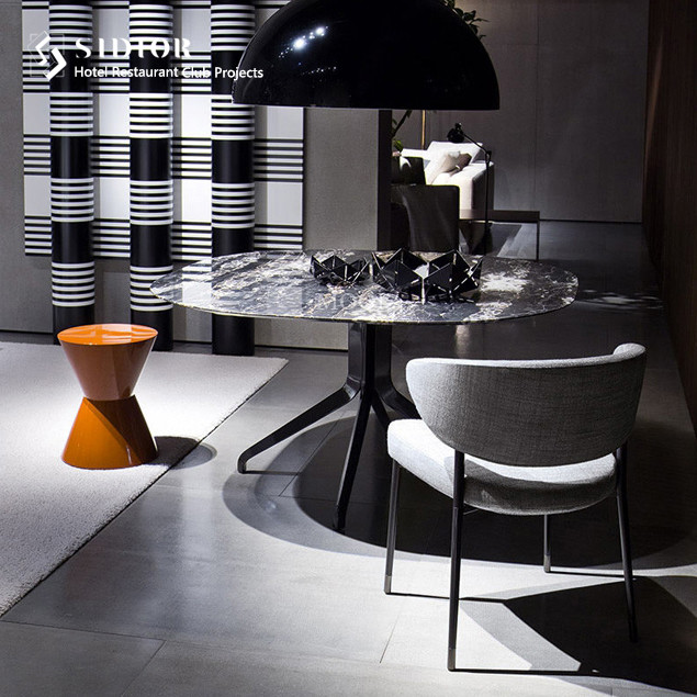 Fabric Upholstery Dinning Chair, Hotel Dinning Chair, Restaurant Dinning Chair, High Density Foam, Stainless Steel Legs
