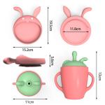 MHC Pink Rabbit Silicone Baby Feeding Plate Dispenser 100% Food Grade