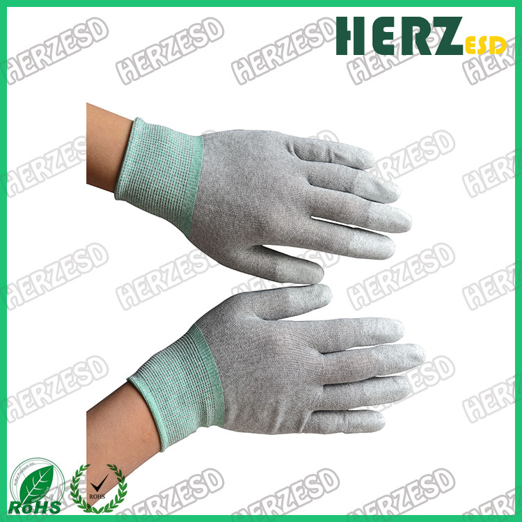 Electronic Workshop ESD Safe Gloves , Anti Static Work Gloves PU Finger Tip Coating