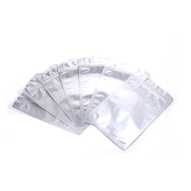Clear White Food Safe FDA Approved Flat Metallic Mylar Foil Flat Zip-lock Bag