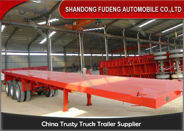Buy cheap Tri-axle 50Tons flatbed container trailer truck for Carry container , hoses , cement bags from wholesalers