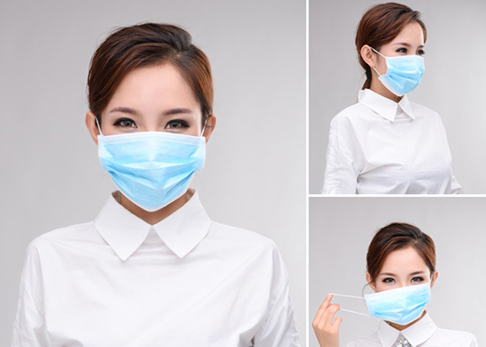 Blue Medical Disposable Face Mask Non Woven 3 Ply With Earloop