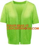 Short Sleeve Pointelle Shoulder Pointelle Sleeve Women Cardigan, Long Sleeve