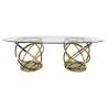 Buy cheap Oval Shape Tempered Glass Dining Table 240x120x75cm White Reeded Pillar from wholesalers