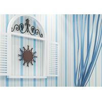 Buy cheap Embossed Kids Bedroom Wallpaper , Vinyl Blue and White Striped Wallpaper product