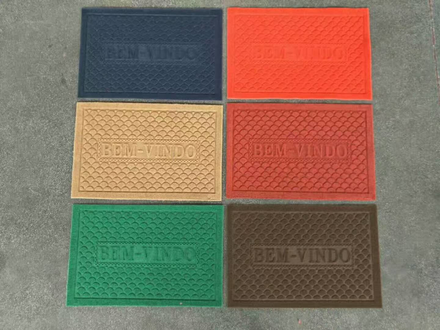 Polyester Embossed Flat Door Mat , Personalized Door Mats PVC Backing