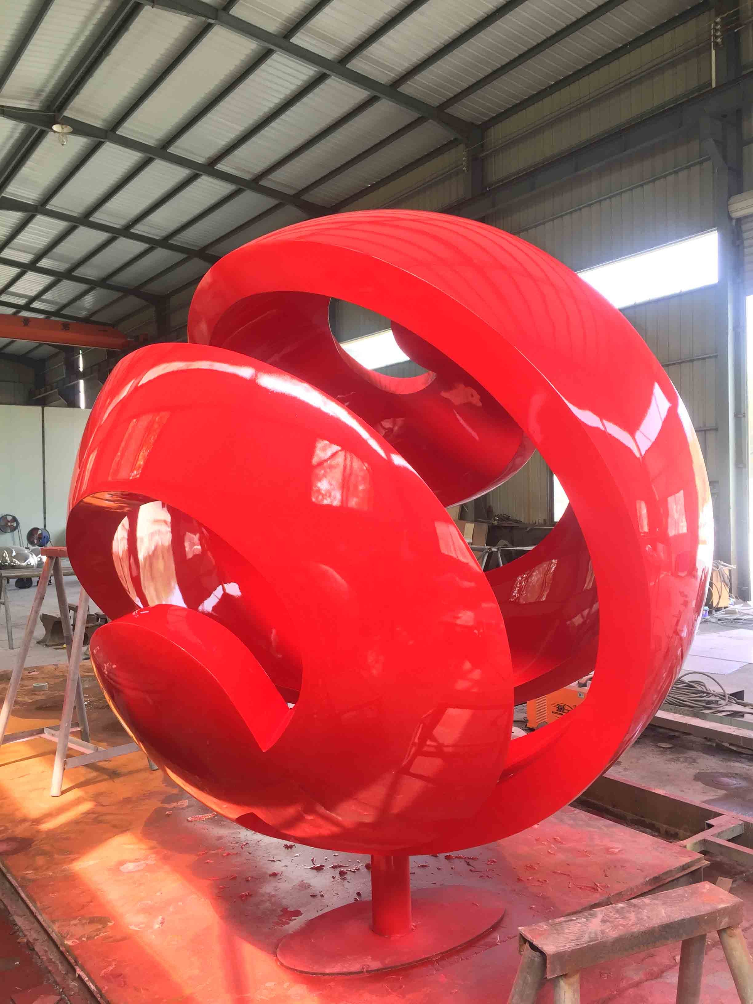 Red Outdoor Garden Ornaments Statues Public Art Sculpture Red Baking Varnish