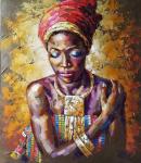6 Color Print Method African Women Art Handmade Thick Paint Oil Painting for