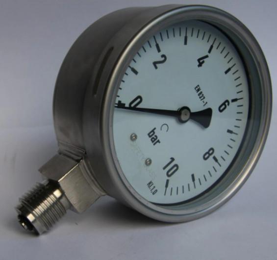 Buy cheap 0-600 Psi Liquid Filled Pressure Gauge 4 Inch 10 Bar 1/8" Npt 100mm Laser Welding from wholesalers