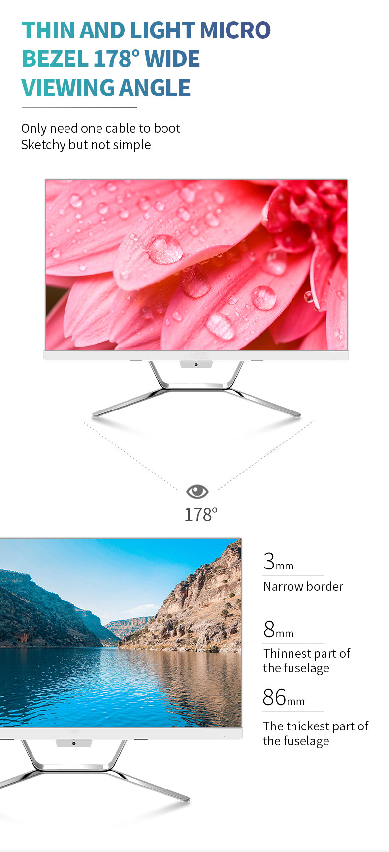 I7 4710 SSD 240G Touch Screen AIO PC With Wifi Function