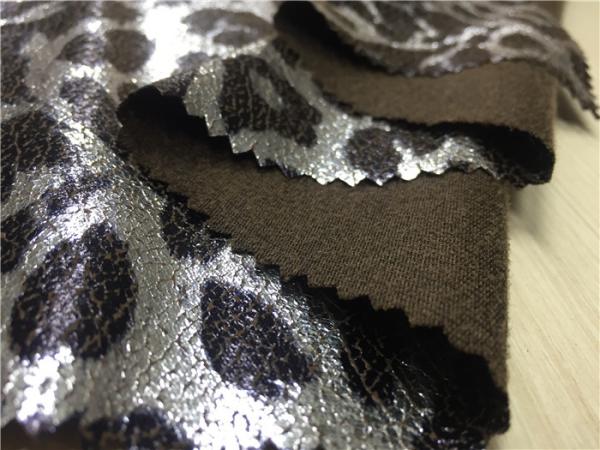 Buy cheap 0.35mm Garment Suede leather Fabric With Silver Leopard Lamination from wholesalers