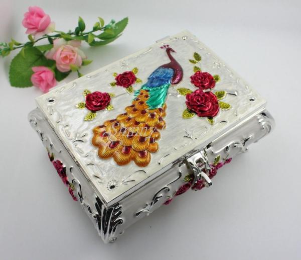 Shinny Gifts Metal Jewelry Box Earring Storage Box for Wedding Gifts&Desktop