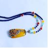 Buy cheap 925 Silver Enamel Yellow Chalcedony Pendant Lapis Lazuli Beads Strand Necklace (XH057272) from wholesalers