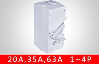 Buy cheap IP66 Four Pole Triple Pole Weatherproof Isolator Switch / Outdoor Plug Socket from wholesalers