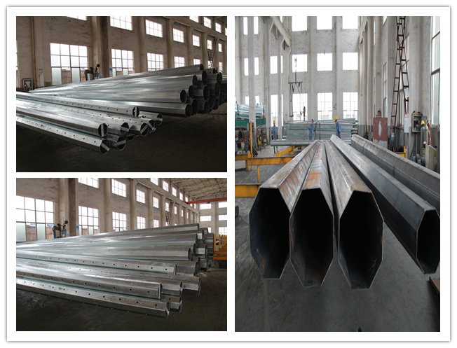 Tapered Polygonal Electrical Power Pole For Distribution Line , Steel Transmission Pole 0