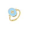 Buy cheap Oval Enamel Diamond Ring Insert Wedding Band Modern Geometric Engagement Rings 18k Gold Plating from wholesalers