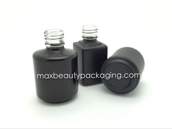 Buy cheap hot sale black thick strong powder coating gel bottle 15ml round straight shape gel polish bottle nail polish packaging from wholesalers