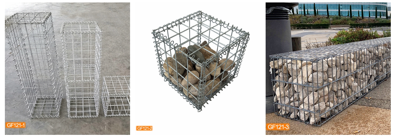 75*75mm Hole Size Galvanized Welded Gabion Box With Stones For Garden