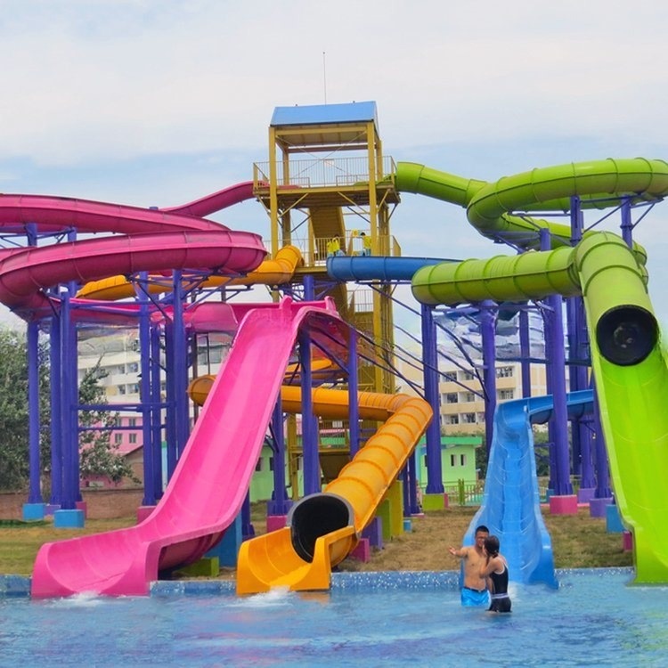 Colorful Fiberglass Spiral Water Slide for Aqua Theme Park