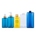 225/300/400/500ml Blue/yellow/white plastic Rectangle smooth bottle with white