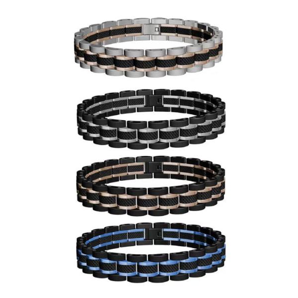 Buy cheap IP Gold and IP Blue and Rose Gold Stainless Steel Men Bracelet Fashion Jewelry Bracelets from wholesalers