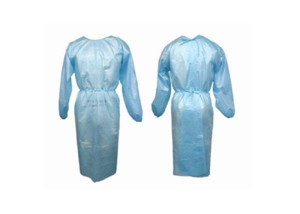 Buy cheap Blue Disposable Isolation Gown Long Sleeve Round Neck Light Weight from wholesalers