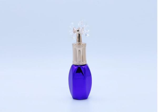 Quality Blue Color Custom Empty Glass Nail Polish Bottles With Flower Shape Cap for sale