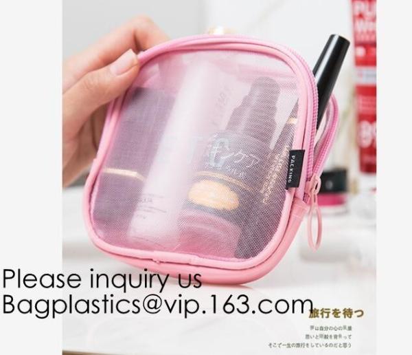 Buy cheap Travel toiletry pouch cosmetic makeup organizer bag zipper transparent pvc mesh bags,pouch nylon cosmetic gift bags&case from wholesalers