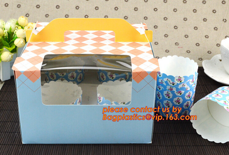 economy Cupcake Box White Window Cake Box customized Wedding Cake Box,6inch in stock PET Plastic Clear birthday Cake Box