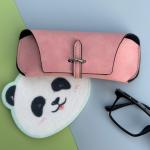 Imitation Leather Flocking Foldable Eyeglass Case Bag Damage Resistant