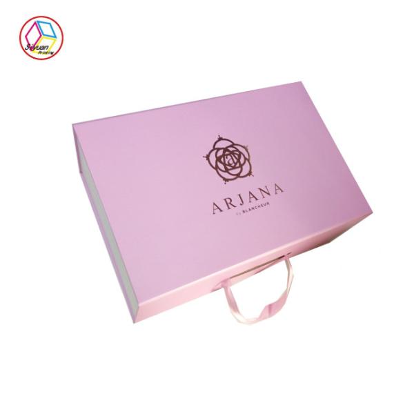 Buy cheap Handheld Pink Fancy Paper Gift Box 4C Printing With Satin Ribbon from wholesalers