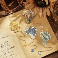 Buy cheap Hollow Custom Bookmark Vintage Flowers Painting With Metal Chain Pendant product