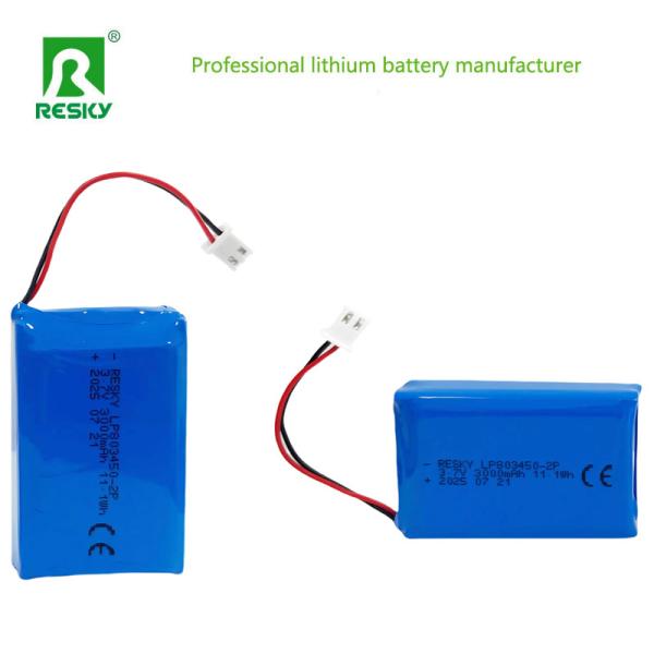 LP803450 2P 3.7V 3000mAh 11.1wh Rechargeable Lithium Polymer Battery Pack For GPS Tracker