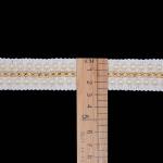 KJ20016 Golden Chain Pearl Trim For Dresses 26mm