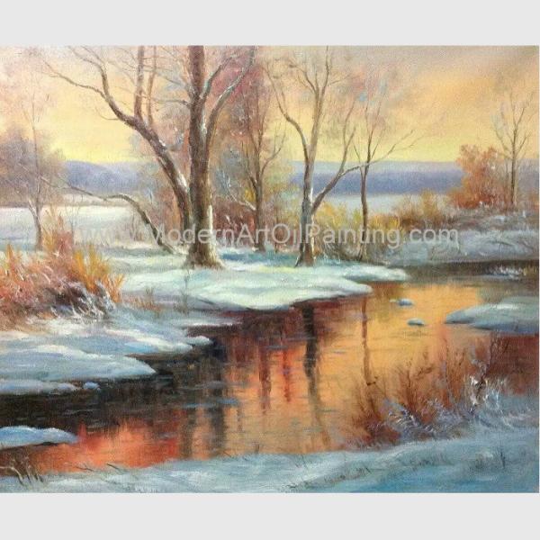 Buy cheap Classical Winter Snow Handmade Scenery Oil Painting for Home Decorative from wholesalers