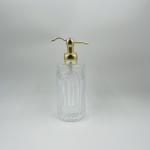 Glass Bathroom Accessories Clear Ribbed Vertical Stripe Luxury Lotion Bottle