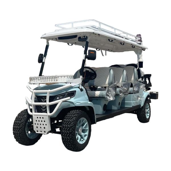 Buy cheap 8 Seater Electric Golf Cart White Light Blue Contrast Stitching Custom Model from wholesalers