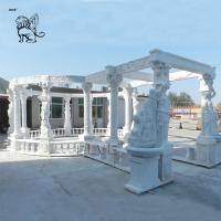 Buy cheap Large Marble Gazebo White Garden Solid Stone Pavilion Hand Carved Statues product