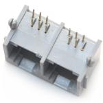 rj11 6p6c ushielded 2 ports connector modular jack right angel through hole gray
