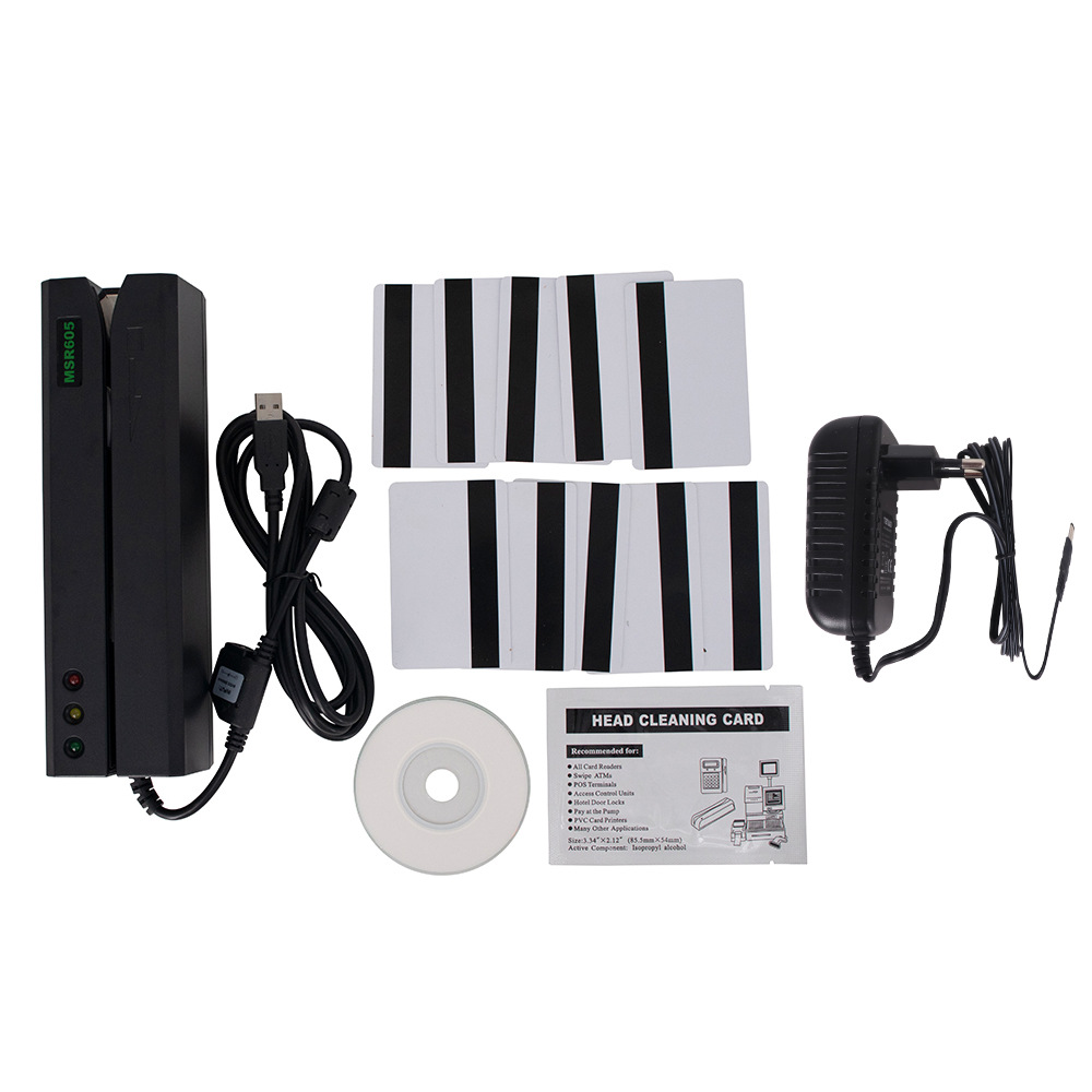 MSR605 Magnetic Stripe Card Reader Writer for Windows USB 3 Tracks and Software Suite