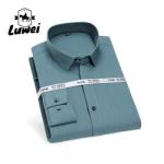 Men Long Sleeve Business Shirts Single Button Casual Plaid Striped Shirt