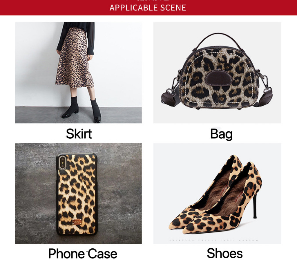 Leopard Print Garment PU Leather Water Resistant 0.6mm Thickness Customized