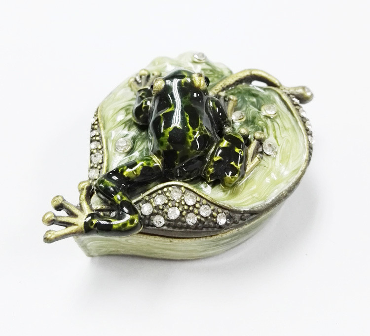 Frog jewelry trinket box metal jewelry box crystal jewellery box